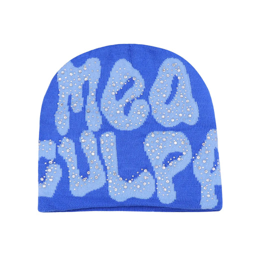 Blue beenie yellow dots